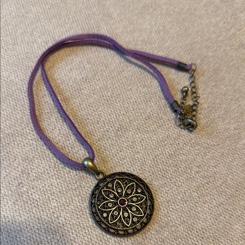 Lia Sophia Purple and Gold Mandala Necklace